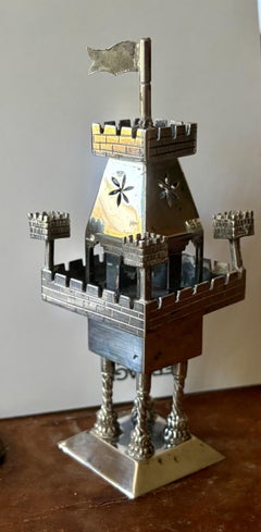 Sterling Silver Spice tower box container Besamin , Judaica , Israel .