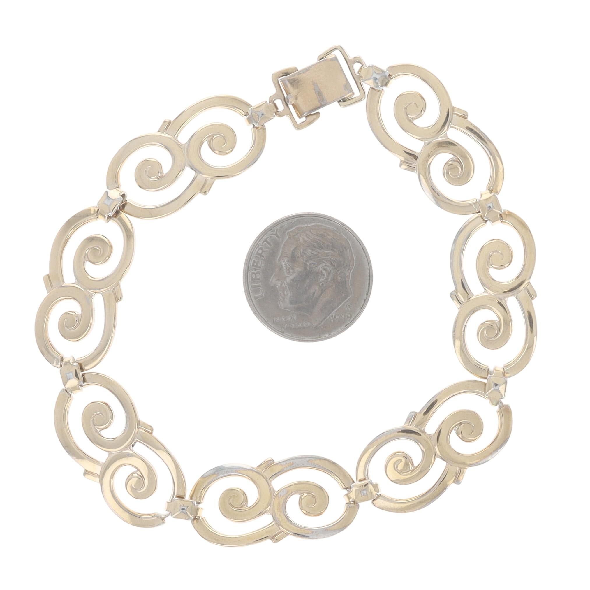 Sterling Silver Spiral Duo Link Bracelet 7 1/2