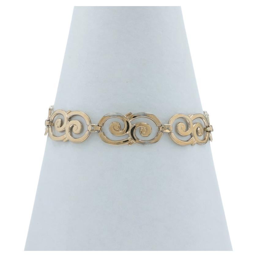 Sterling Silver Spiral Duo Link Bracelet 7 1/2" - 925 14k Swirls en venta
