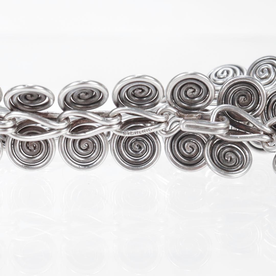 Sterling Silver Spiral Wire Link Bracelet For Sale 1