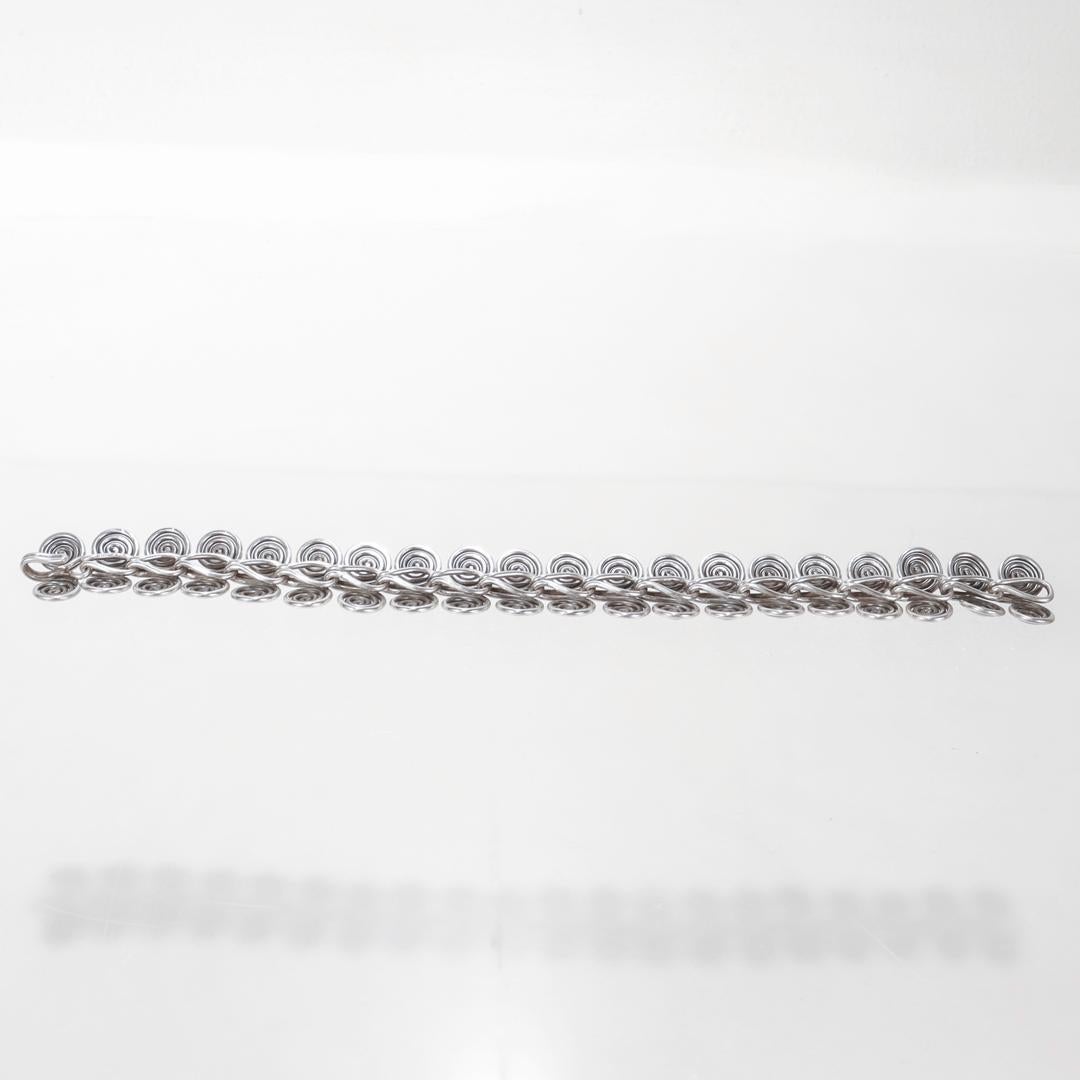 Sterling Silver Spiral Wire Link Bracelet For Sale 4