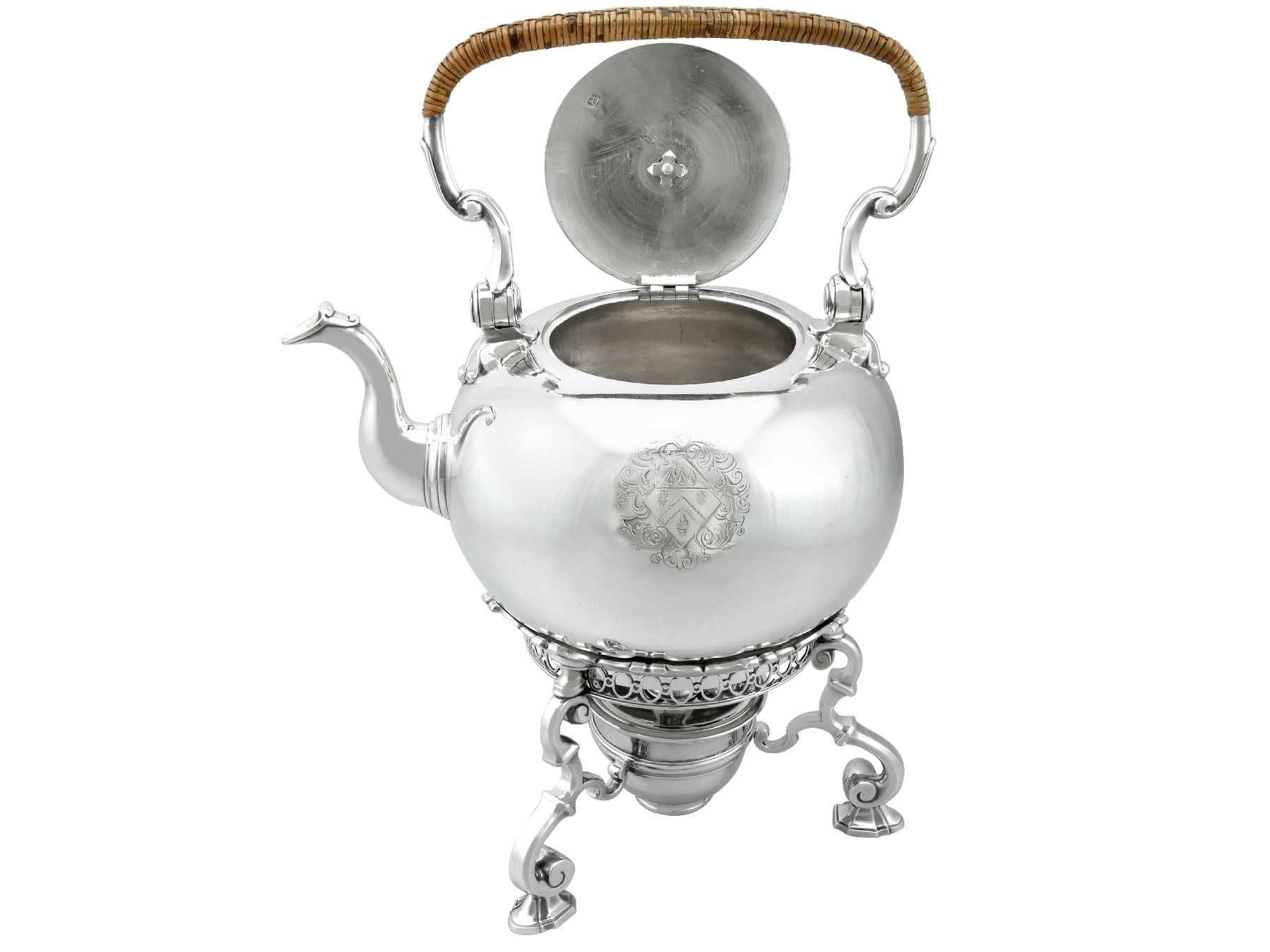English Sterling Silver Spirit Kettle by Charles Hatfield - Antique George II (1728) For Sale