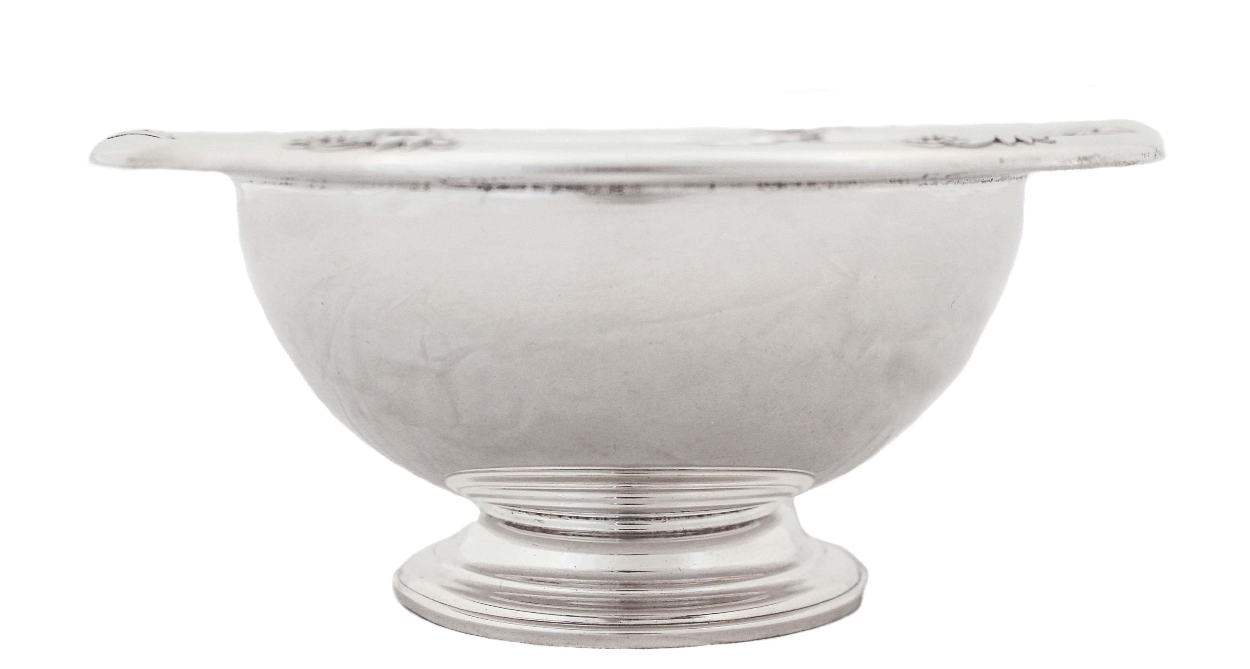 Being offered is a sterling silver sauce bowl with under-plate and serving spoon. These pieces are in the “Spring Glory” pattern by International Silver. One of the companies most all time popular patterns, Spring Glory is an Art Deco classic.