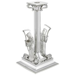 Sterling Silver Square Based Grim Reaper Scroll Candlestick