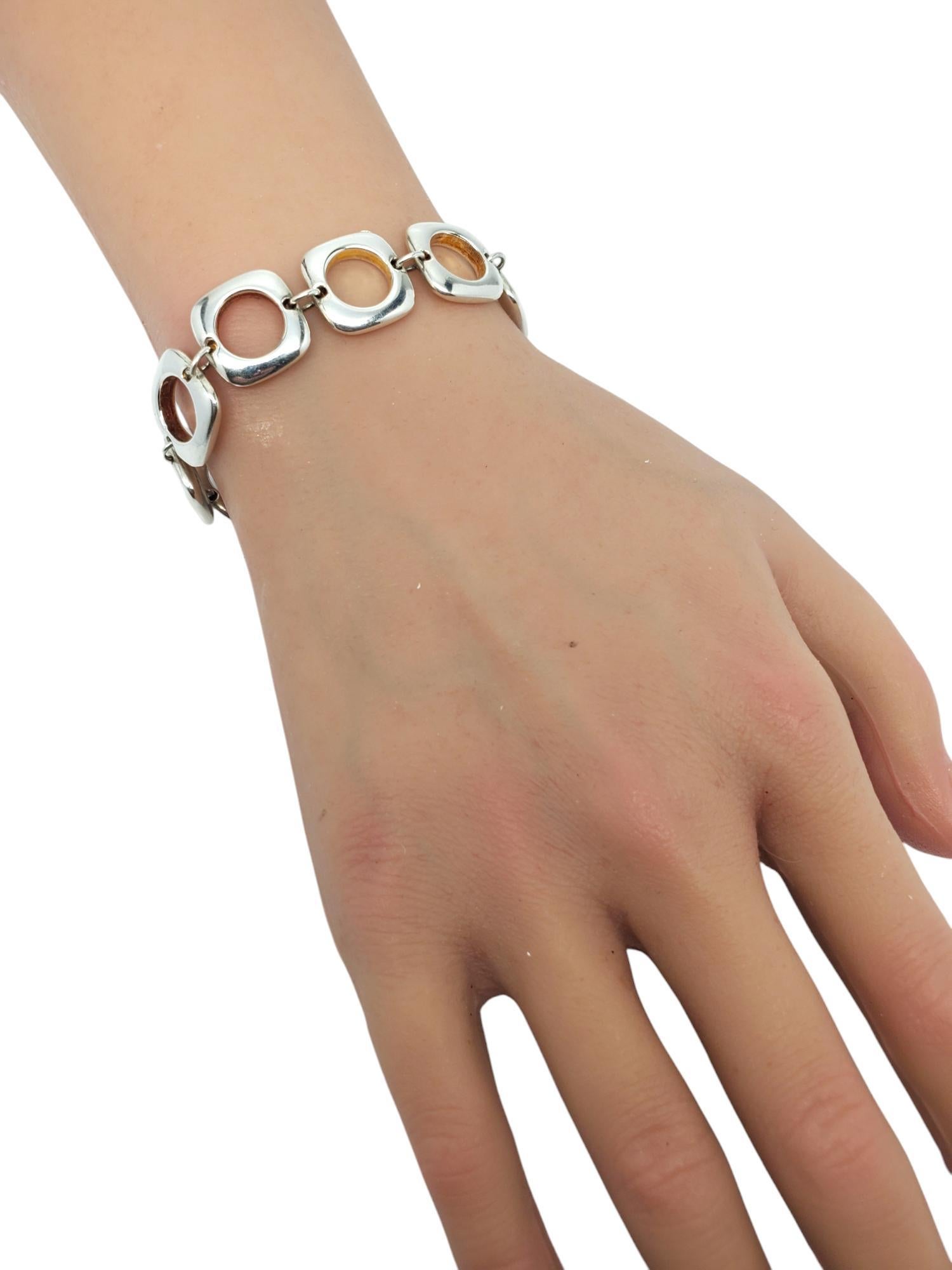 Bracciale a catena con cerchi quadrati in argento Sterling #20669 in vendita 6