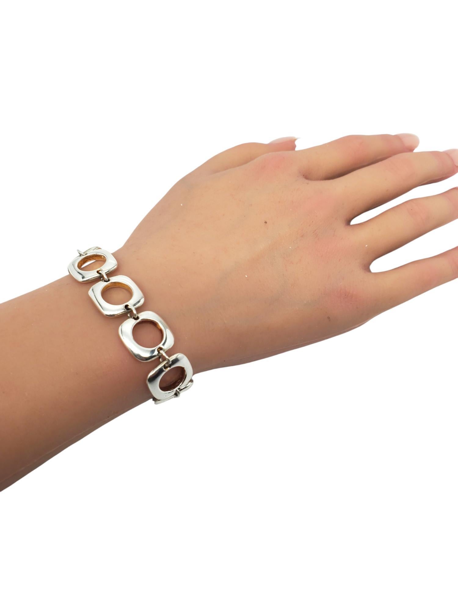 Bracciale a catena con cerchi quadrati in argento Sterling #20669 in vendita 7