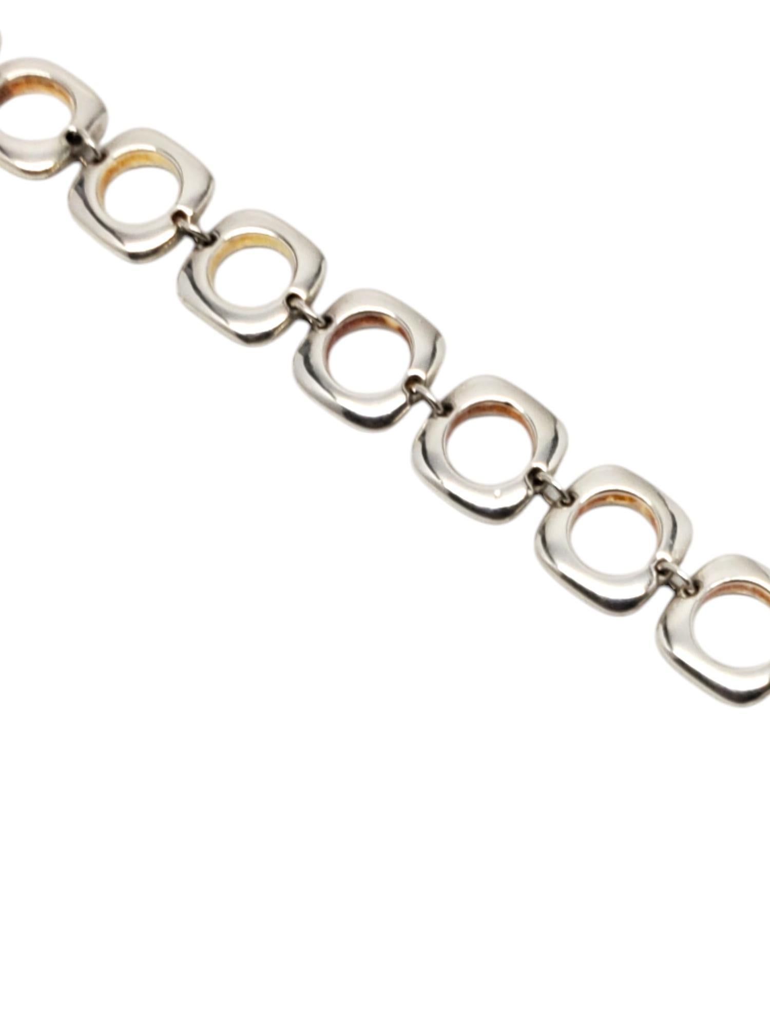 Donna Bracciale a catena con cerchi quadrati in argento Sterling #20669 in vendita