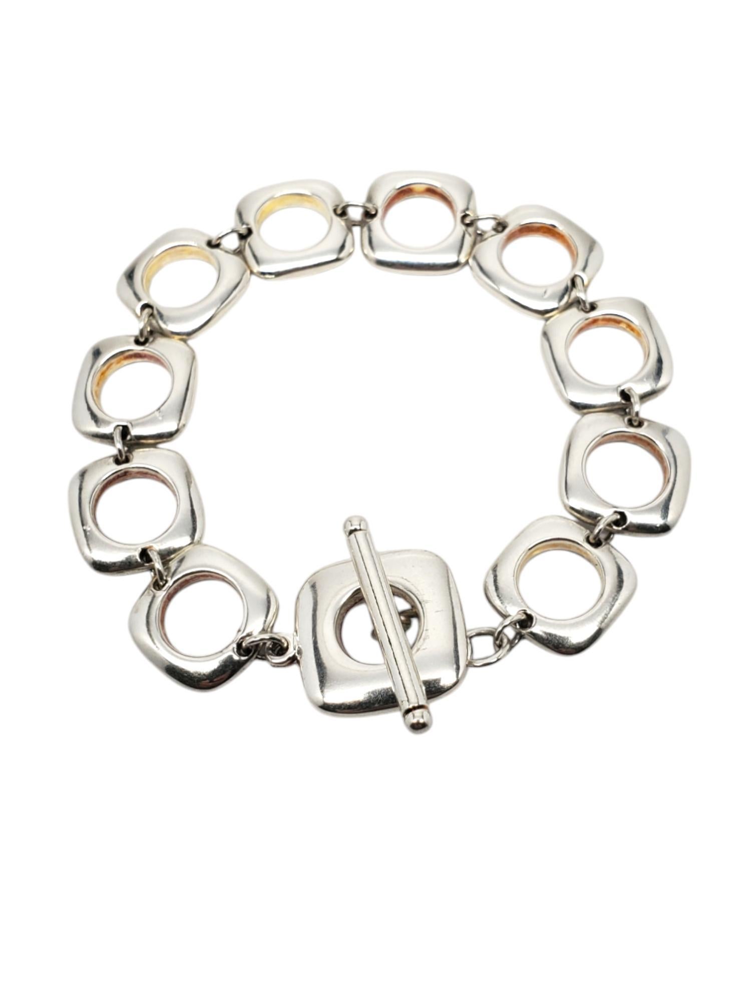 Bracciale a catena con cerchi quadrati in argento Sterling #20669 in vendita 3