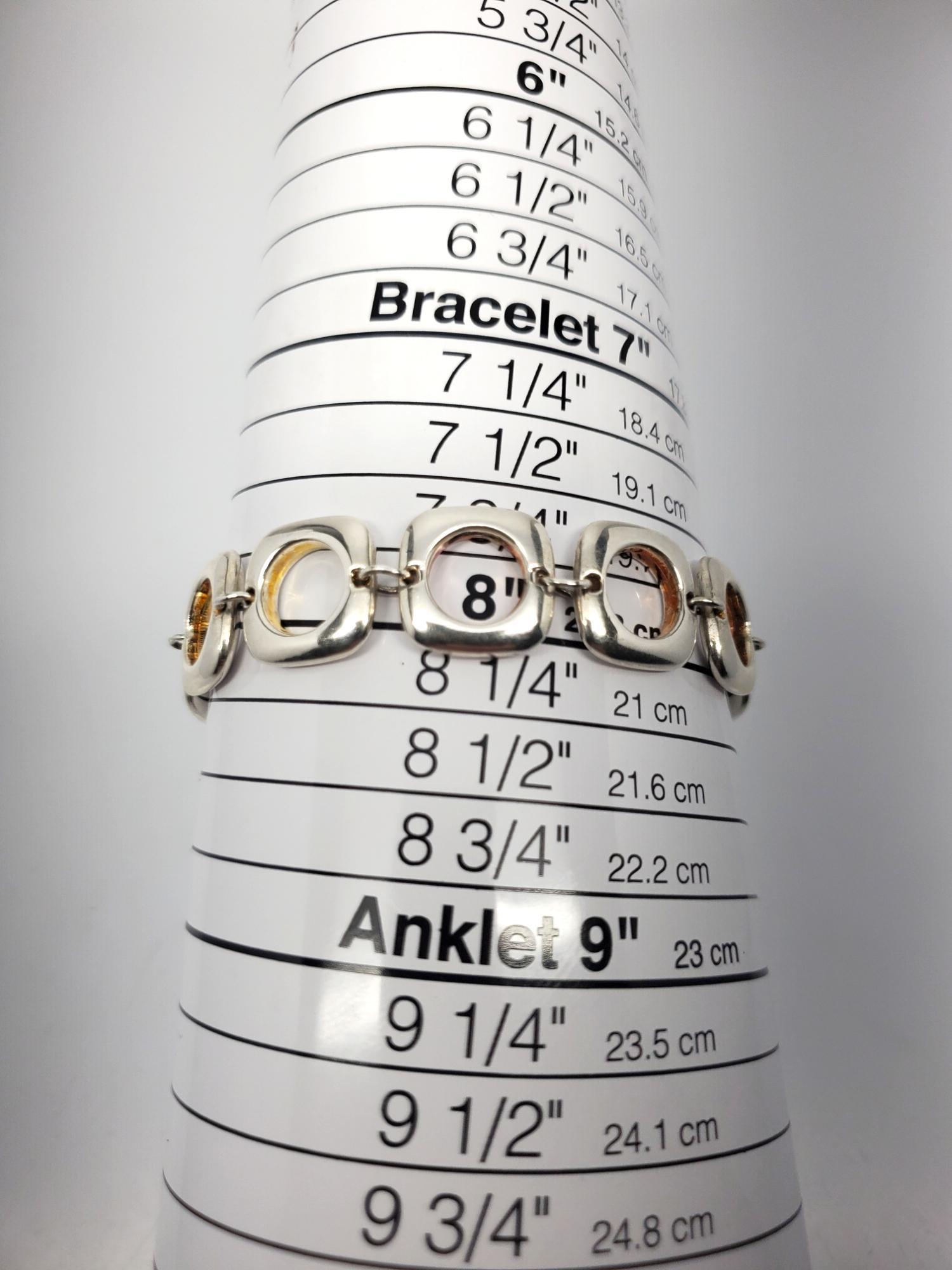 Bracciale a catena con cerchi quadrati in argento Sterling #20669 in vendita 5