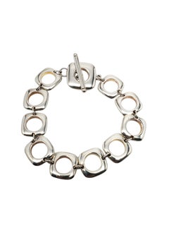 Sterling Silver Square Circles Chain Bracelet #20669