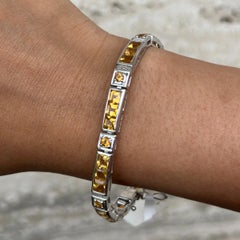 Sterling Silber Square Cut Citrin Edelstein Tennisarmband Oma Geschenk