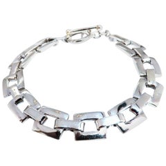 Sterling Silver Square Link Toggle Bracelet