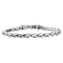 Sterling Silver Square Wheat Chain Men's Bracelet 8 1/4" - 925