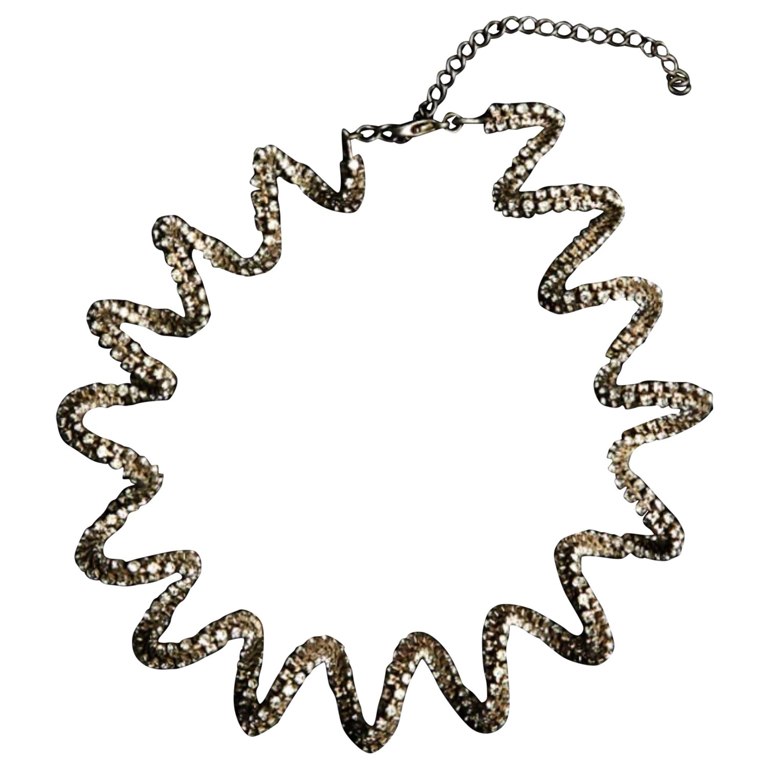 Collar Gargantilla de Plata de Ley con Garabato de Cristal, Hecho a Mano en venta