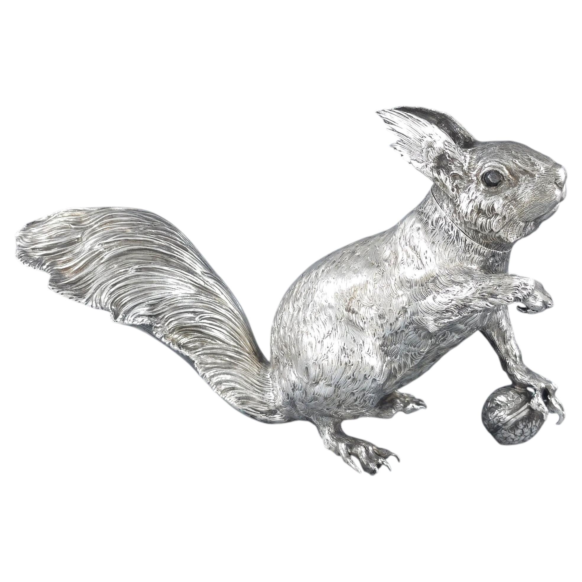 Sterling Silver Squirrel Box For Sale