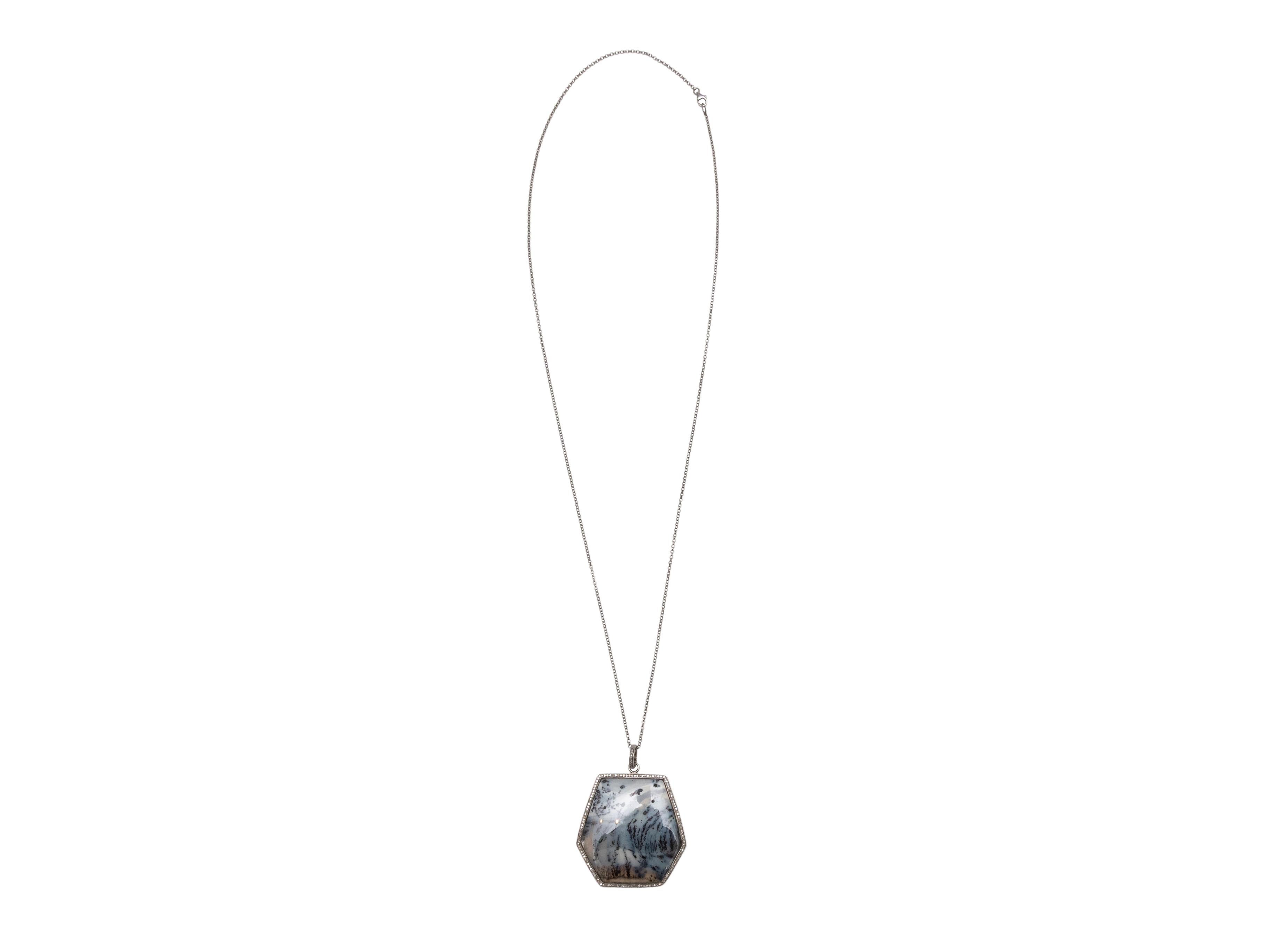 Sterling Silber SR Designs Lapis & Pave Diamant-Anhänger Halskette (Rohschliff) im Angebot