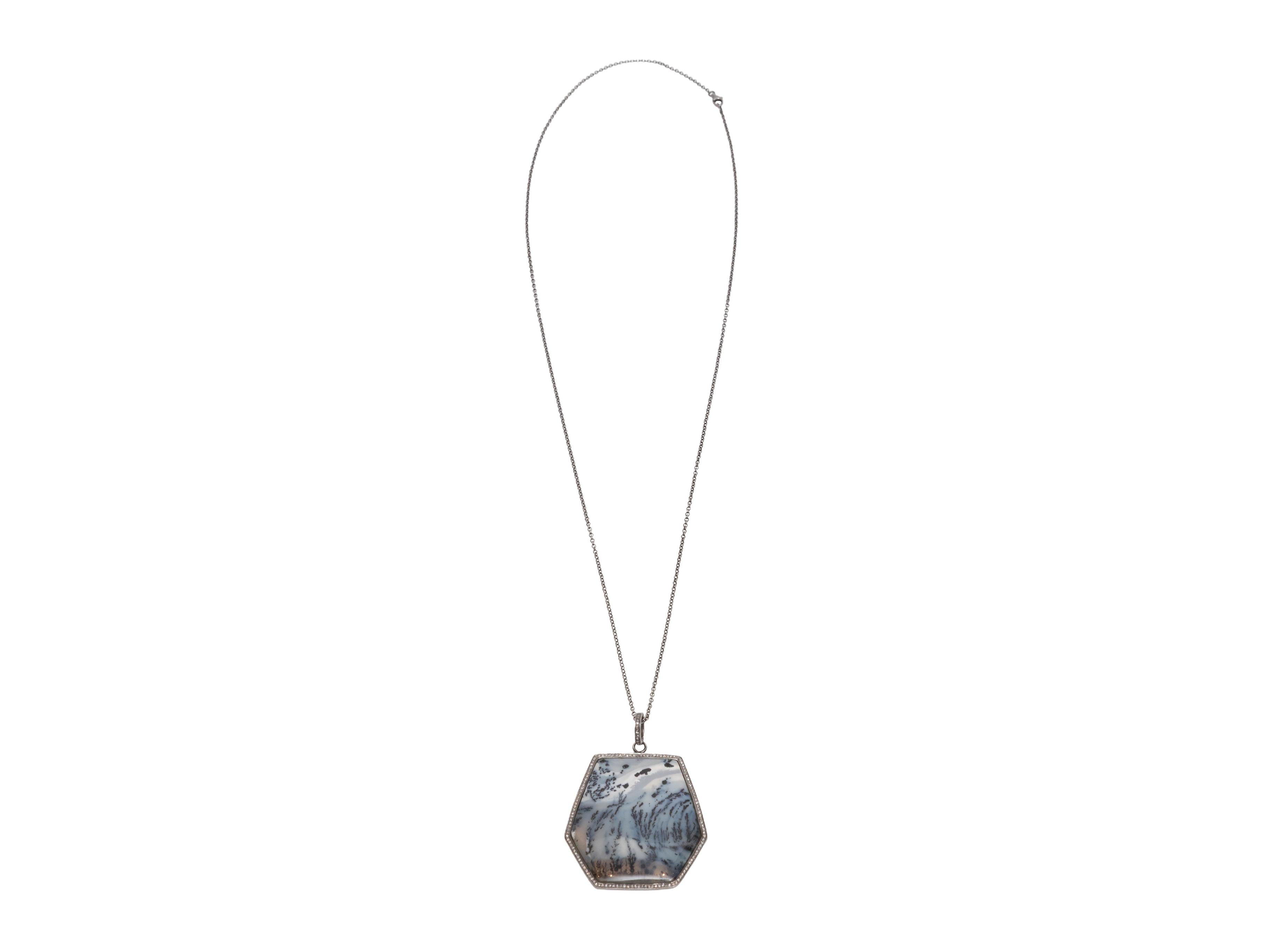 Sterling Silber SR Designs Lapis & Pave Diamant-Anhänger Halskette im Zustand „Gut“ im Angebot in New York, NY