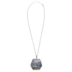 Sterling Silber SR Designs Lapis & Pave Diamant-Anhänger Halskette
