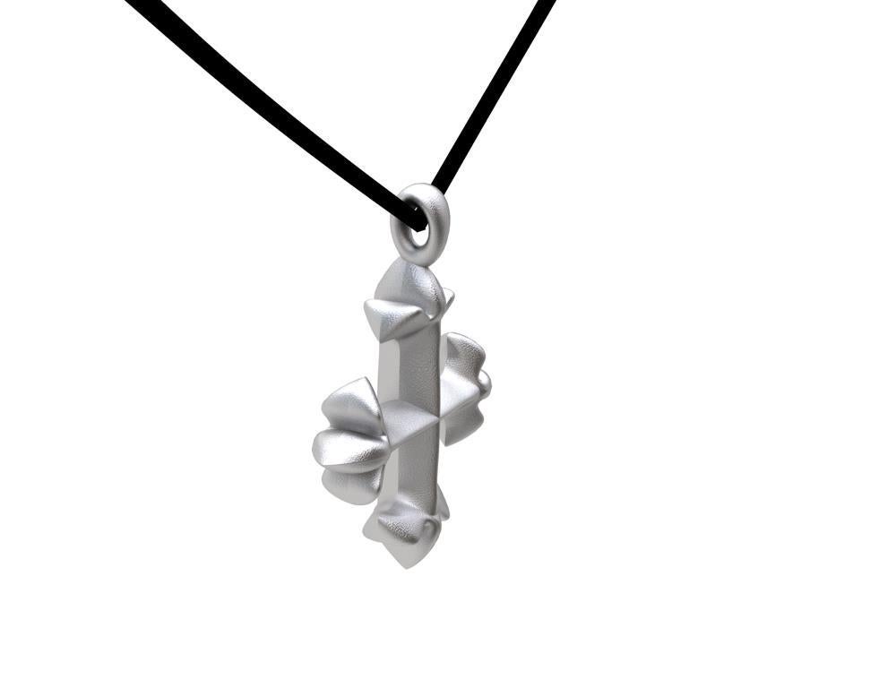 Contemporary Sterling Silver St. Mary's Fleur-di-Lys Pendant Necklace For Sale