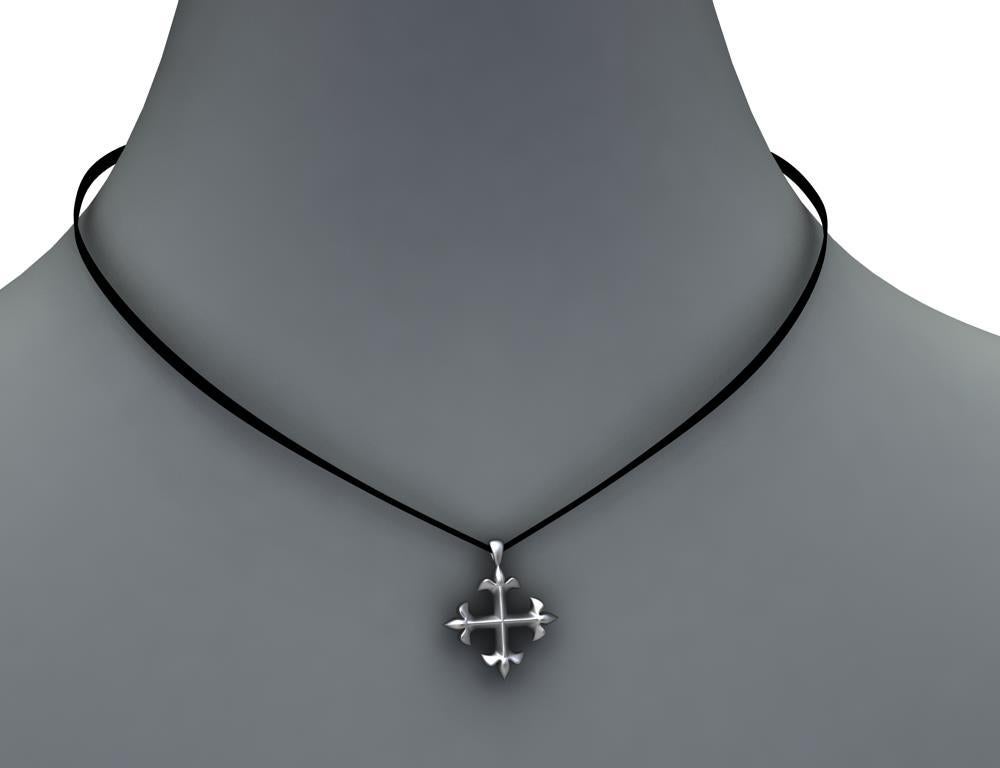 Sterling Silver St. Mary's Fleur-di-Lys Pendant Necklace In New Condition For Sale In New York, NY