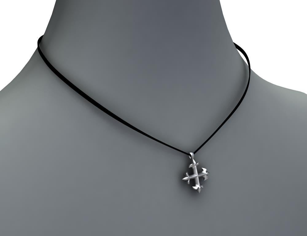Women's or Men's Sterling Silver St. Mary's Fleur-di-Lys Pendant Necklace For Sale