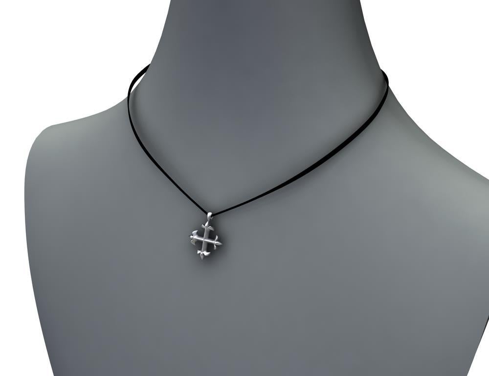 Sterling Silver St. Mary's Fleur-di-Lys Pendant Necklace For Sale 1