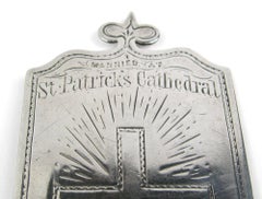 Sterling Silver St Patrick's Cathedral Marriage Plaque 1874 Antique