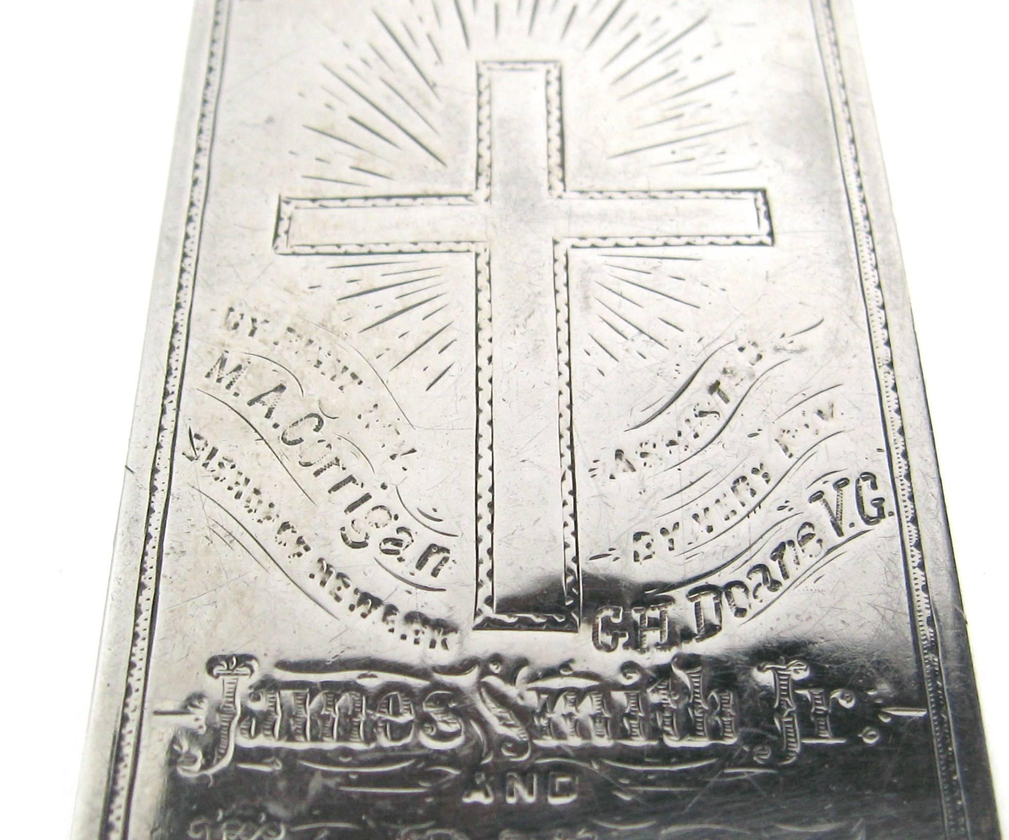Victorian Sterling Silver St Patrick's Cathedral Marriage Plaque 1874 Antique For Sale