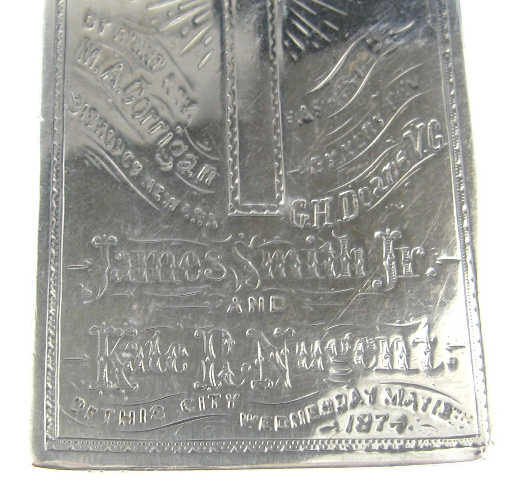 Hand-Carved Sterling Silver St Patrick's Cathedral Marriage Plaque 1874 Antique For Sale
