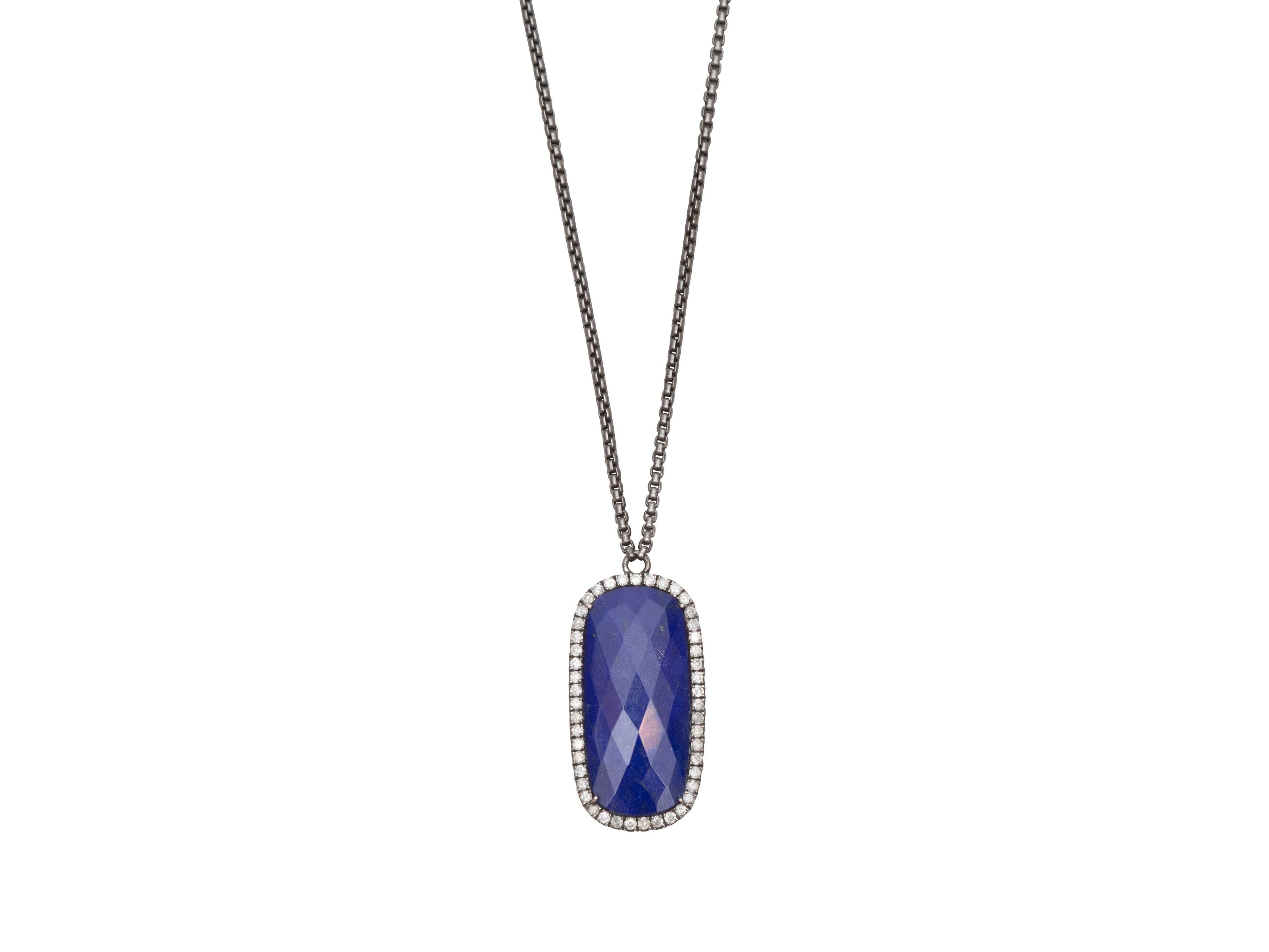 Donna Collana con ciondolo in argento Sterling Stacey Singer con pietre blu e pavé di diamanti in vendita
