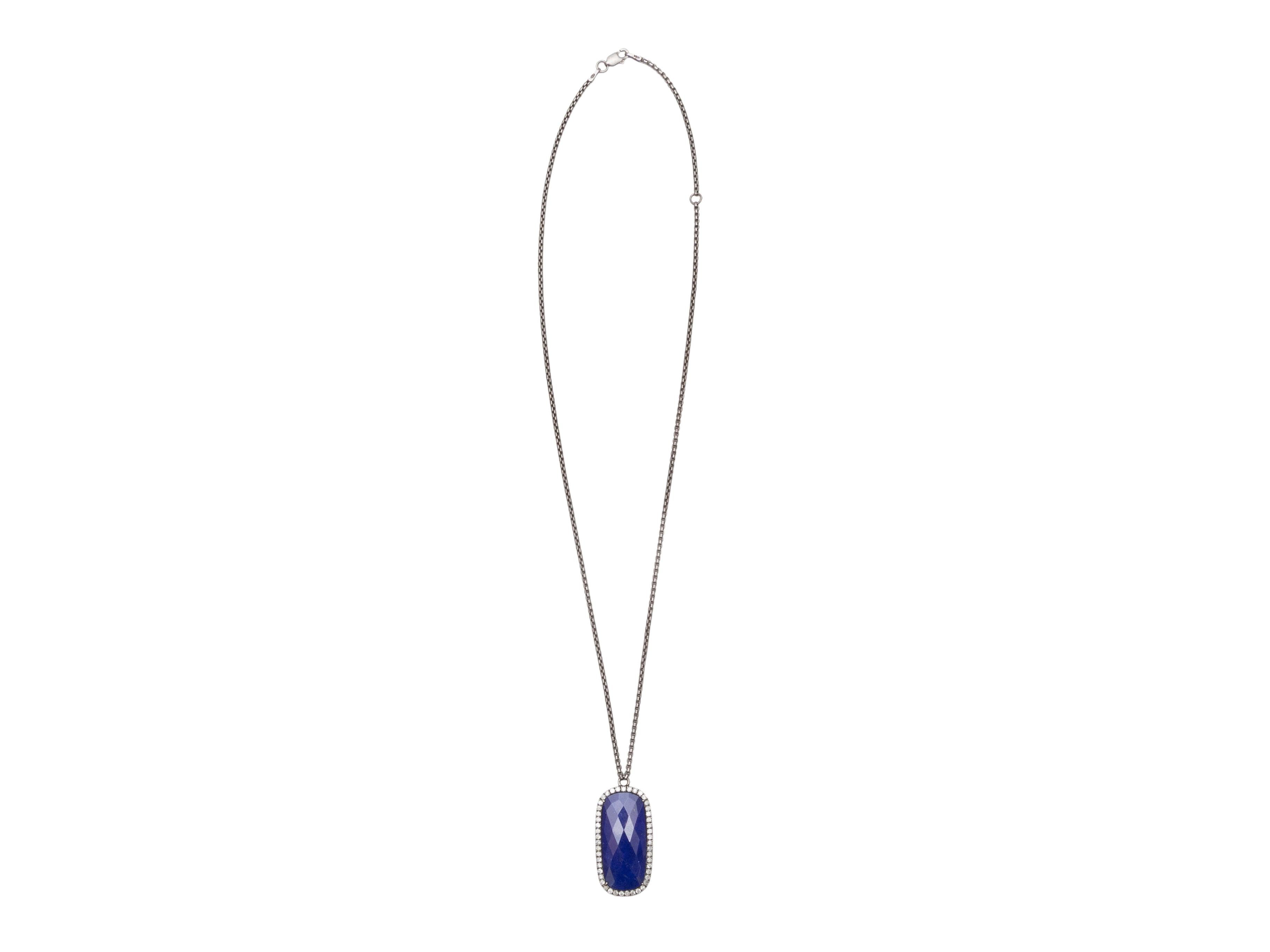 Collana con ciondolo in argento Sterling Stacey Singer con pietre blu e pavé di diamanti in vendita 1