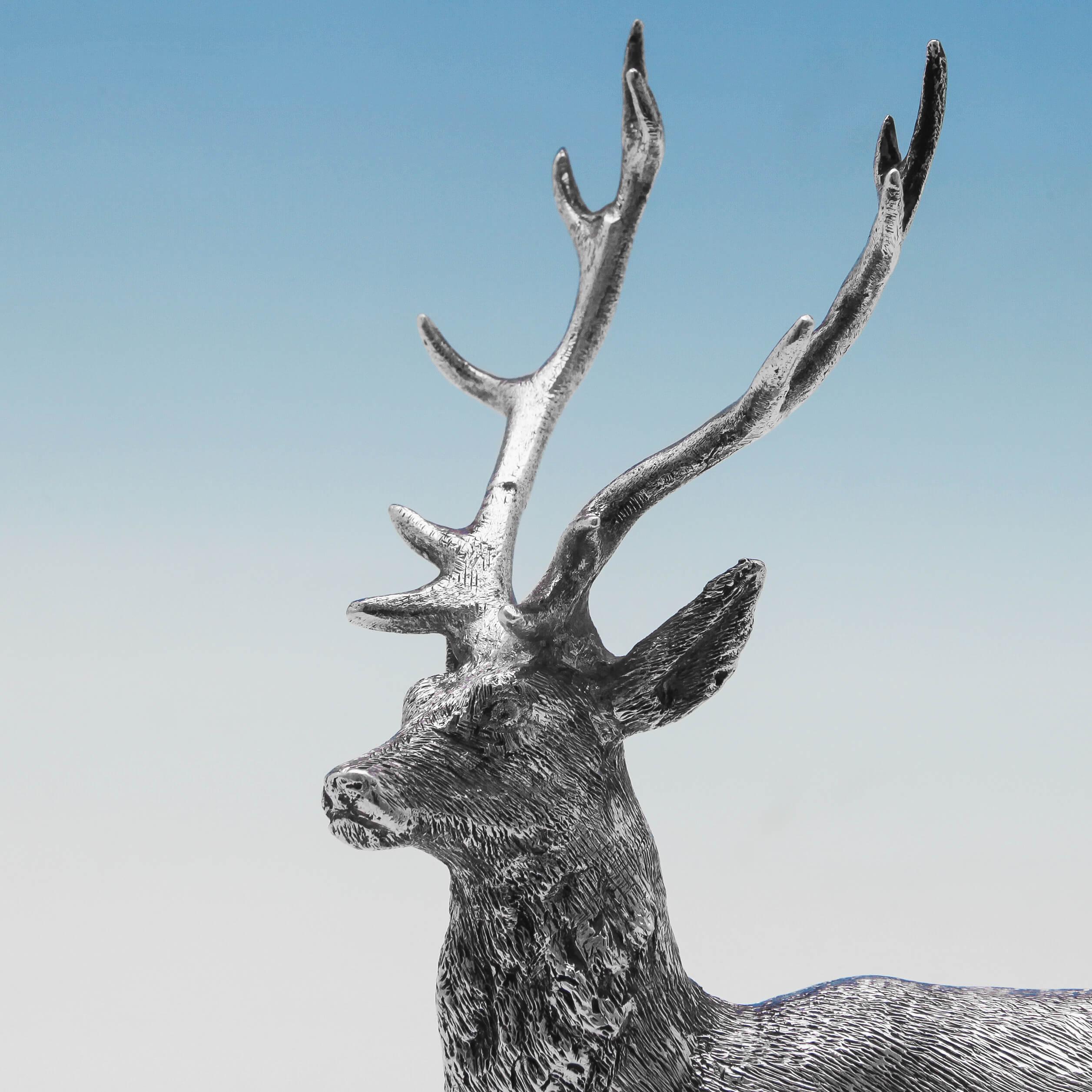 English Sterling Silver Model of a Stag Hallmarked in London in 1971