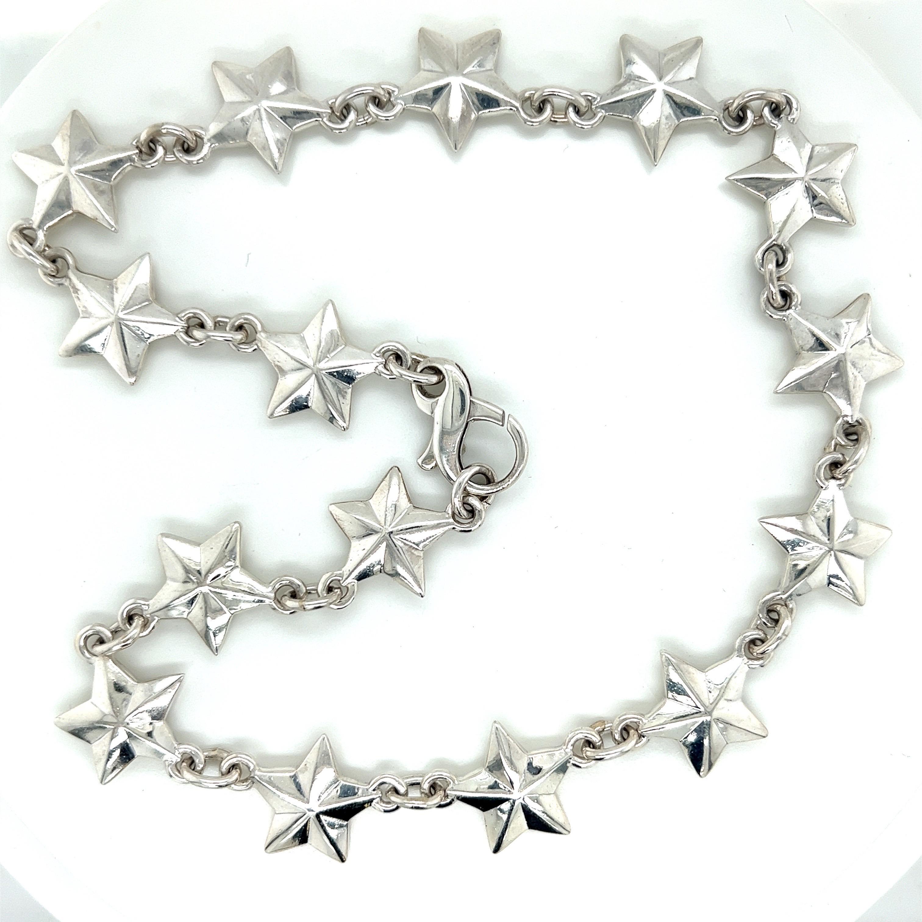 Sterling Silver Star Choker Necklace 16