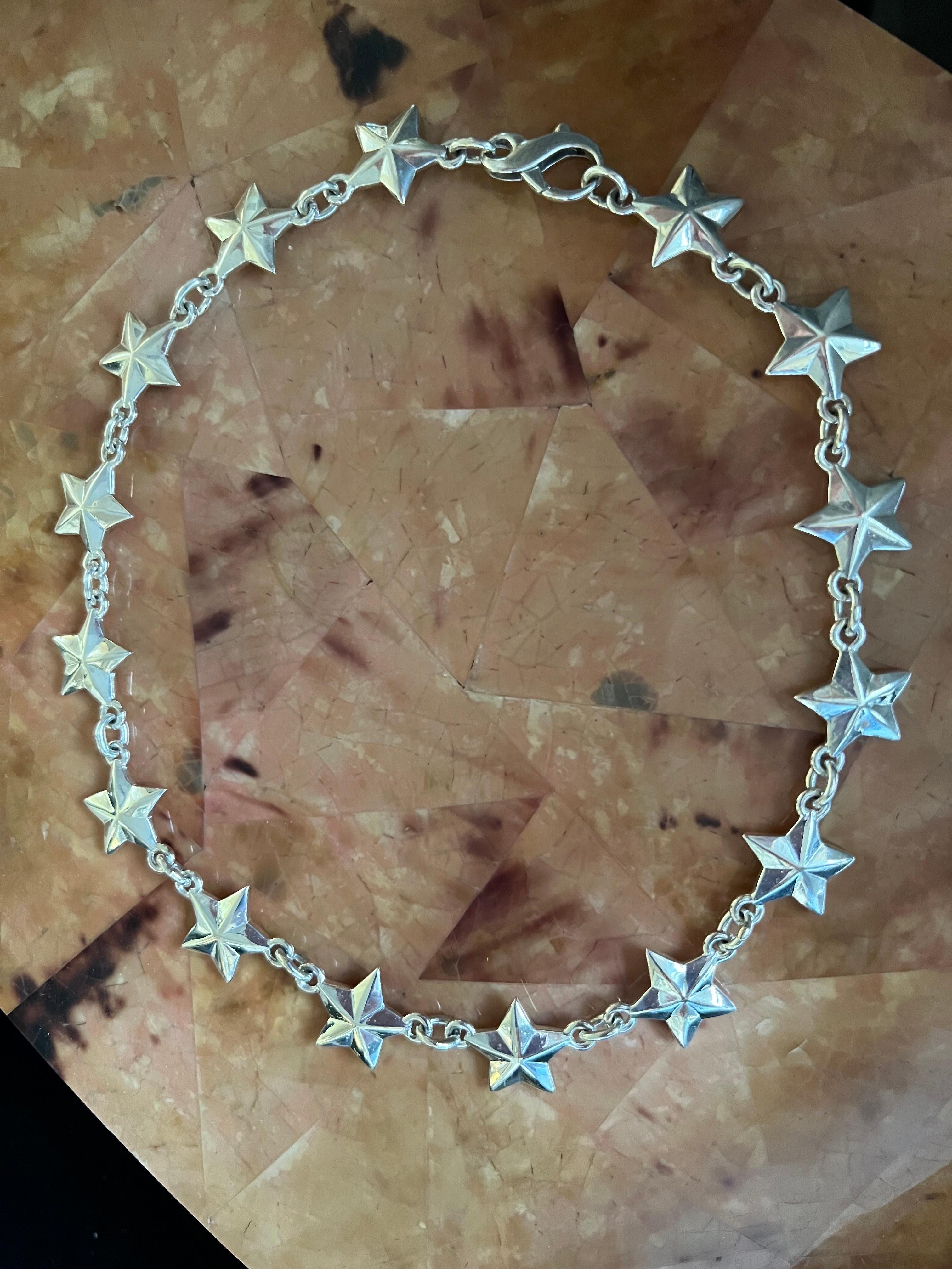 Sterling Silver Star Choker Necklace In New Condition For Sale In New York, NY