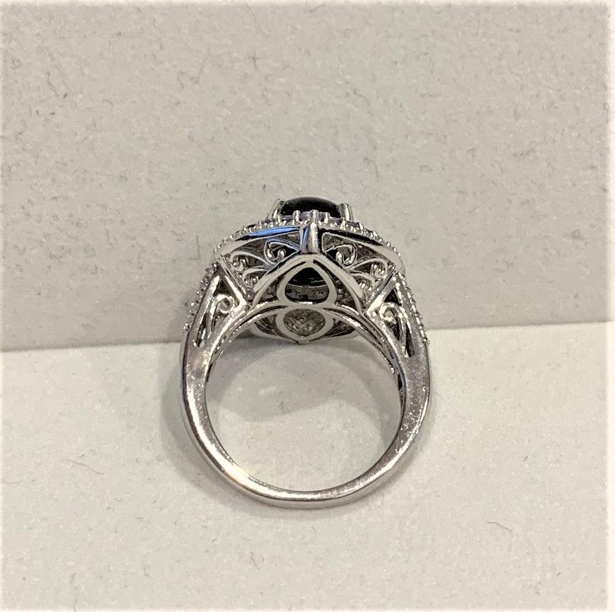 Sterling Silver Star Sapphire Ring with Light Blue Stone Accents 1