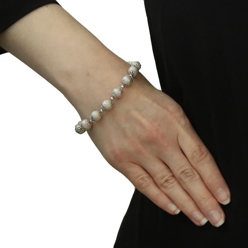 Pulsera de plata de ley con cuentas de polvo de estrellas 7 3/4