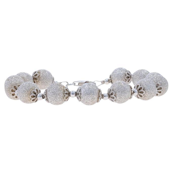 Sterling Silver Stardust Beaded Strand Bracelet 7 3/4" - 925