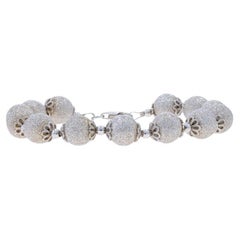 Sterling Silver Stardust Beaded Strand Bracelet 7 3/4" - 925