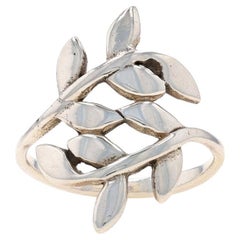 Sterling Silver Statement Bypass Ring - 925 Leafy Vine