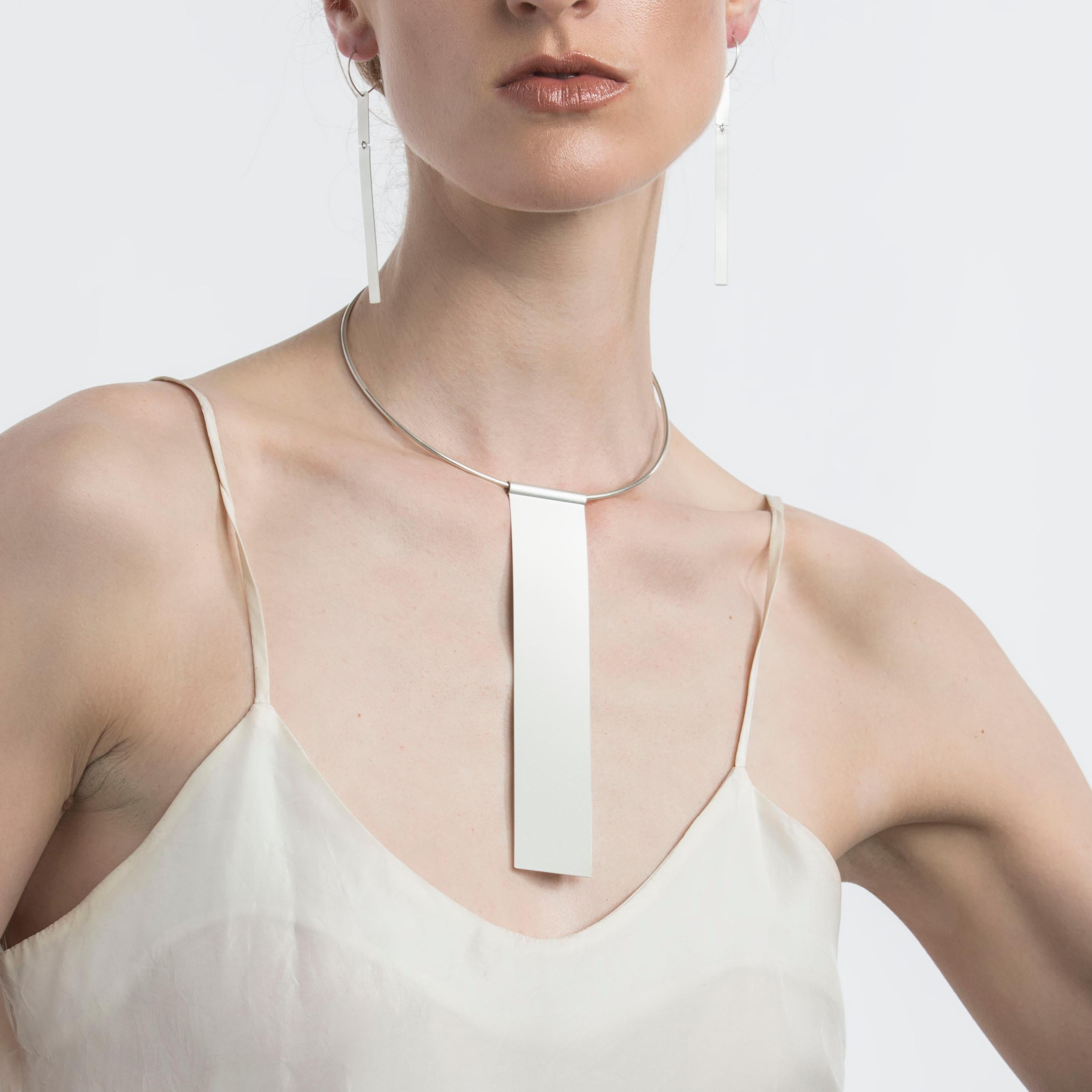Contemporary Sterling Silver Statement Necklace-Collar For Sale