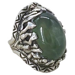 Bague en argent avec pierre Prehnite d'Afrique du Sud