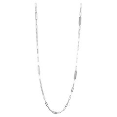 Sterling Silver Station Necklace (3mm) Double Sided CZ Bars, Rhodium Finish
