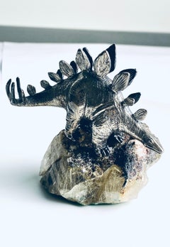 Sterling Silver Stegosaurus on Quartz Base