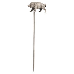 Sterling Silver Stickpin of a Wild Boar