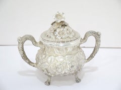 Sterling Silver Stieff Vintage Floral Repousse Sugar Bowl & Creamer Set