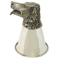 Bicchieri da vino a staffa in argento Sterling 'Vermeil Inside' raffiguranti un cane