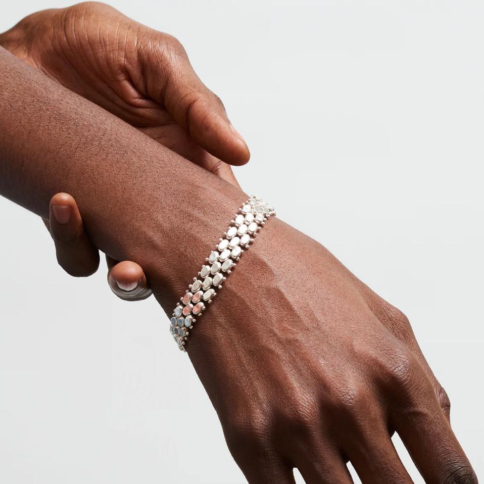 Contemporaneo Bracciale con ciottoli in argento sterling di Jill Platner, 1