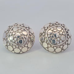 Pendientes circulares vintage John Hardy de plata de ley, 1990