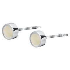 Sterling Silver Stud Earrings with White Baltic Amber