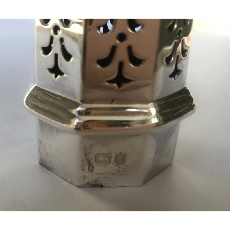 Sterling Silver Sugar Sifter/Caster/Mufineer by D J Silver Repairs, 1966 For Sale 1